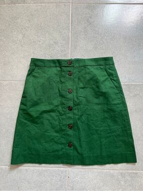 J. Crew Forest Green Button-Front A-Line Skirt
